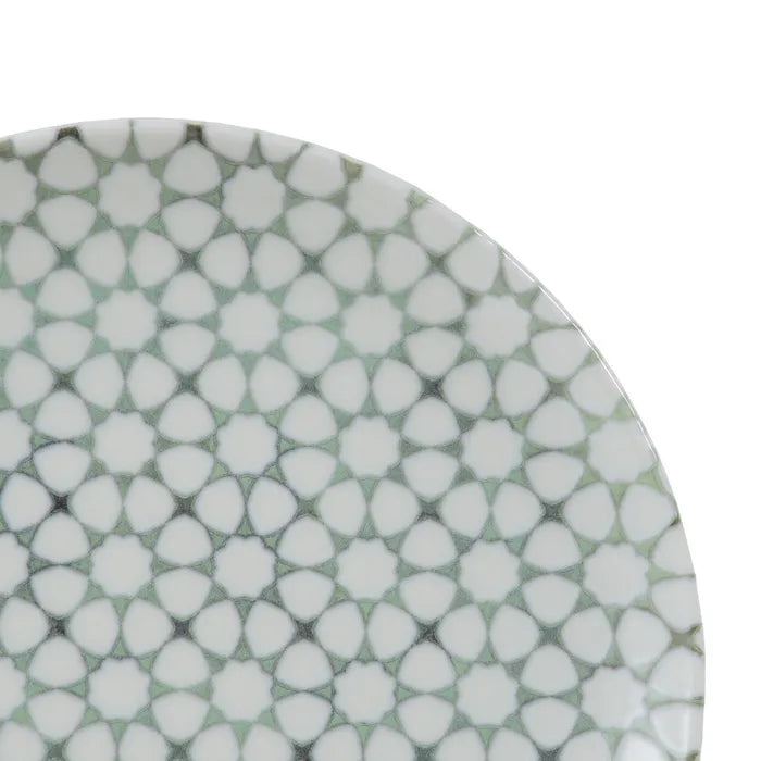 Plato hondo verde vintage de Porcelana