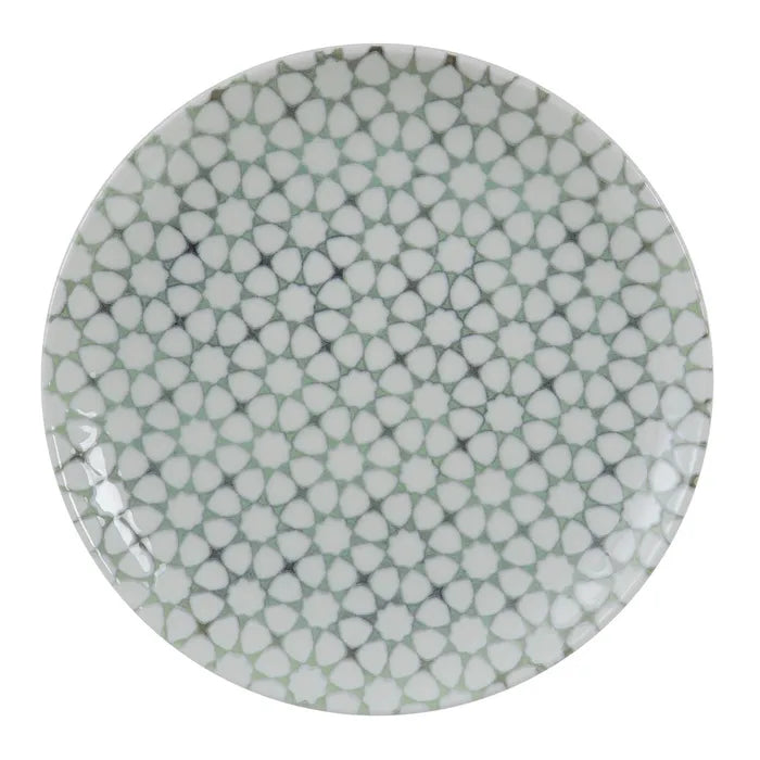 Plato hondo verde vintage de Porcelana