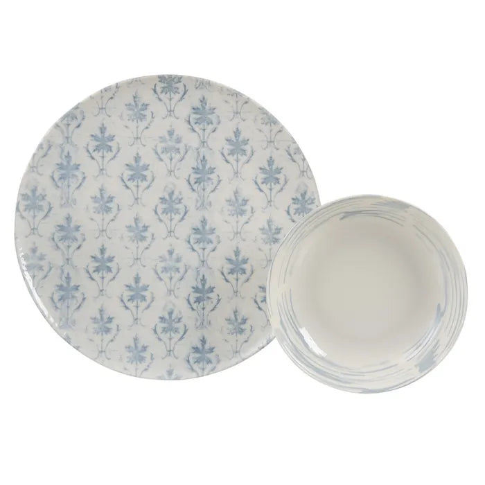 Plato hondo azul lineas