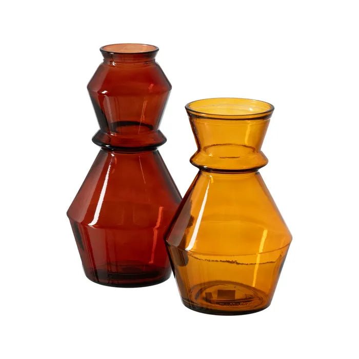 Jarrón geométrico en vidrio teja