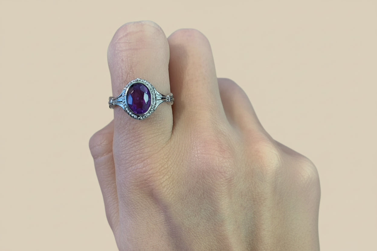 Anillo adaptable de amatista