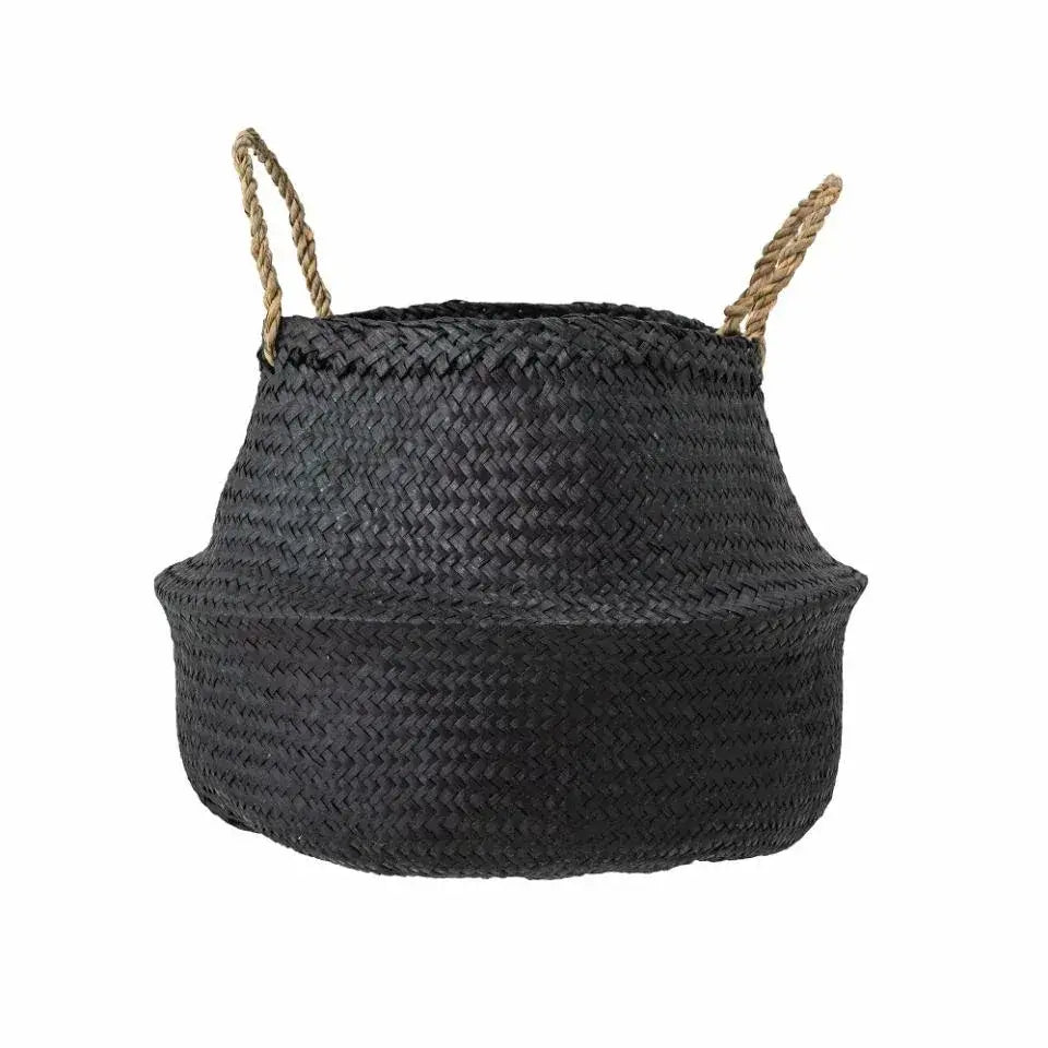 Cesta de paja negra con asas Floria - La Quinta Vidal
