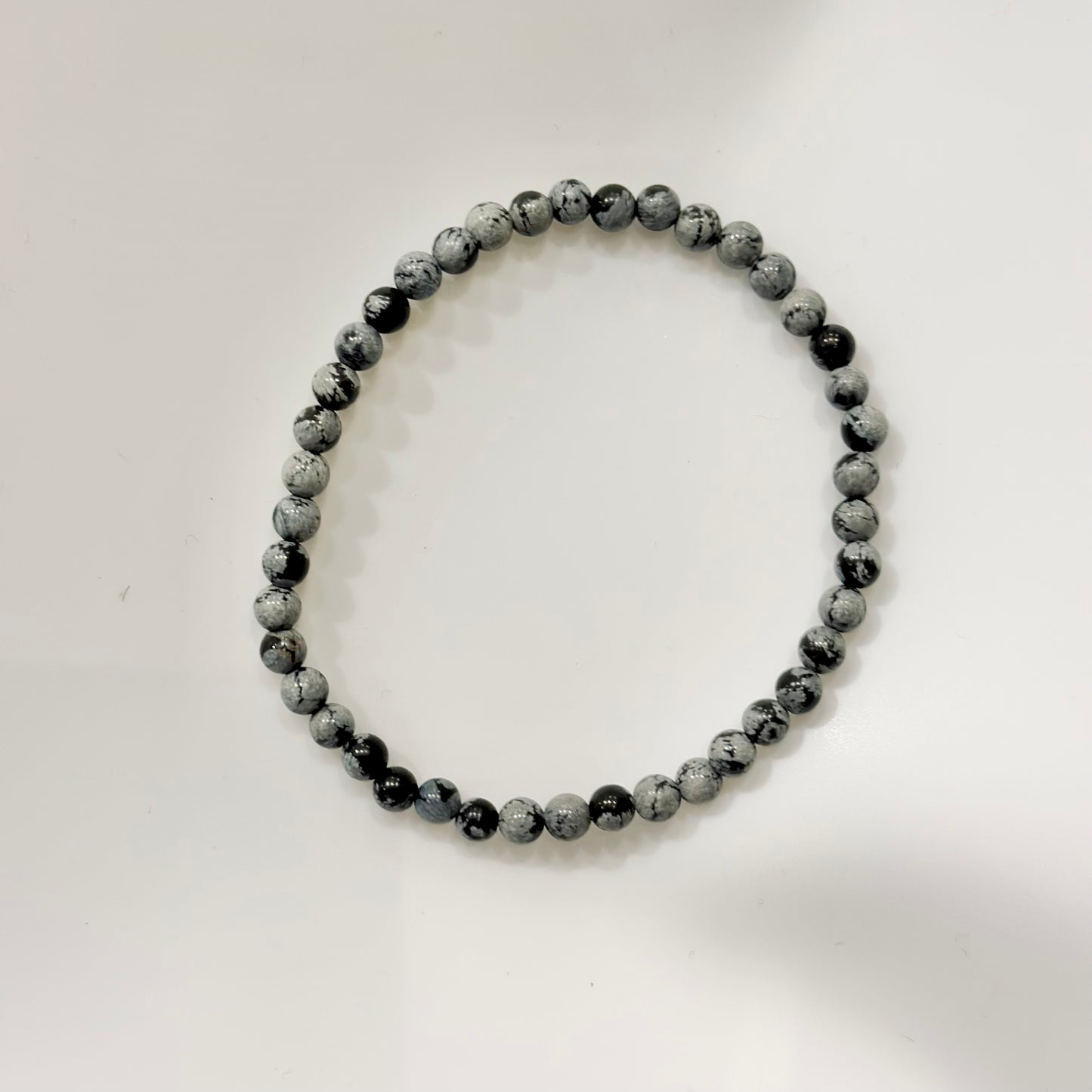 Pulsera de bolas de Obsidiana nevada