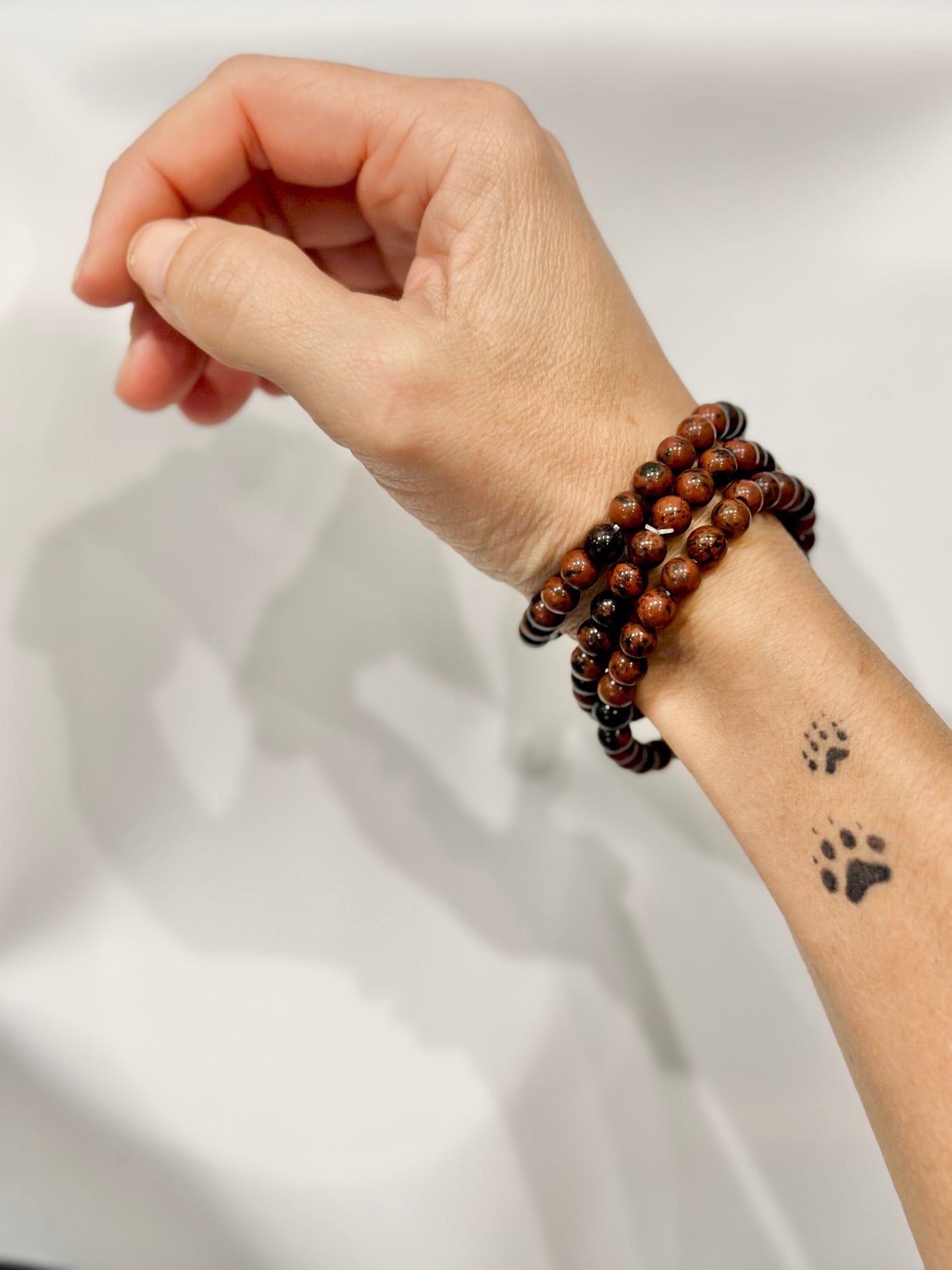 Pulsera de bolas de Obsidiana Caoba