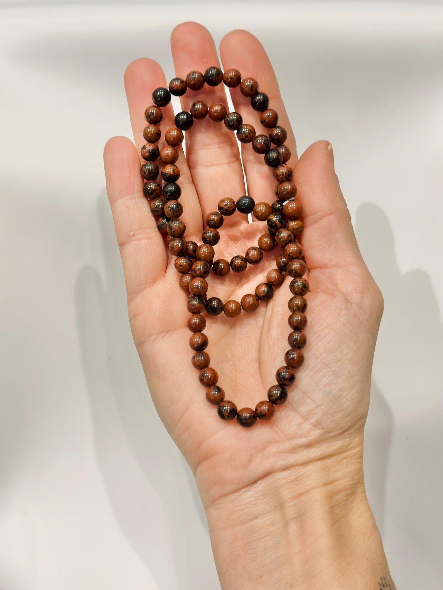 Pulsera de bolas de Obsidiana Caoba