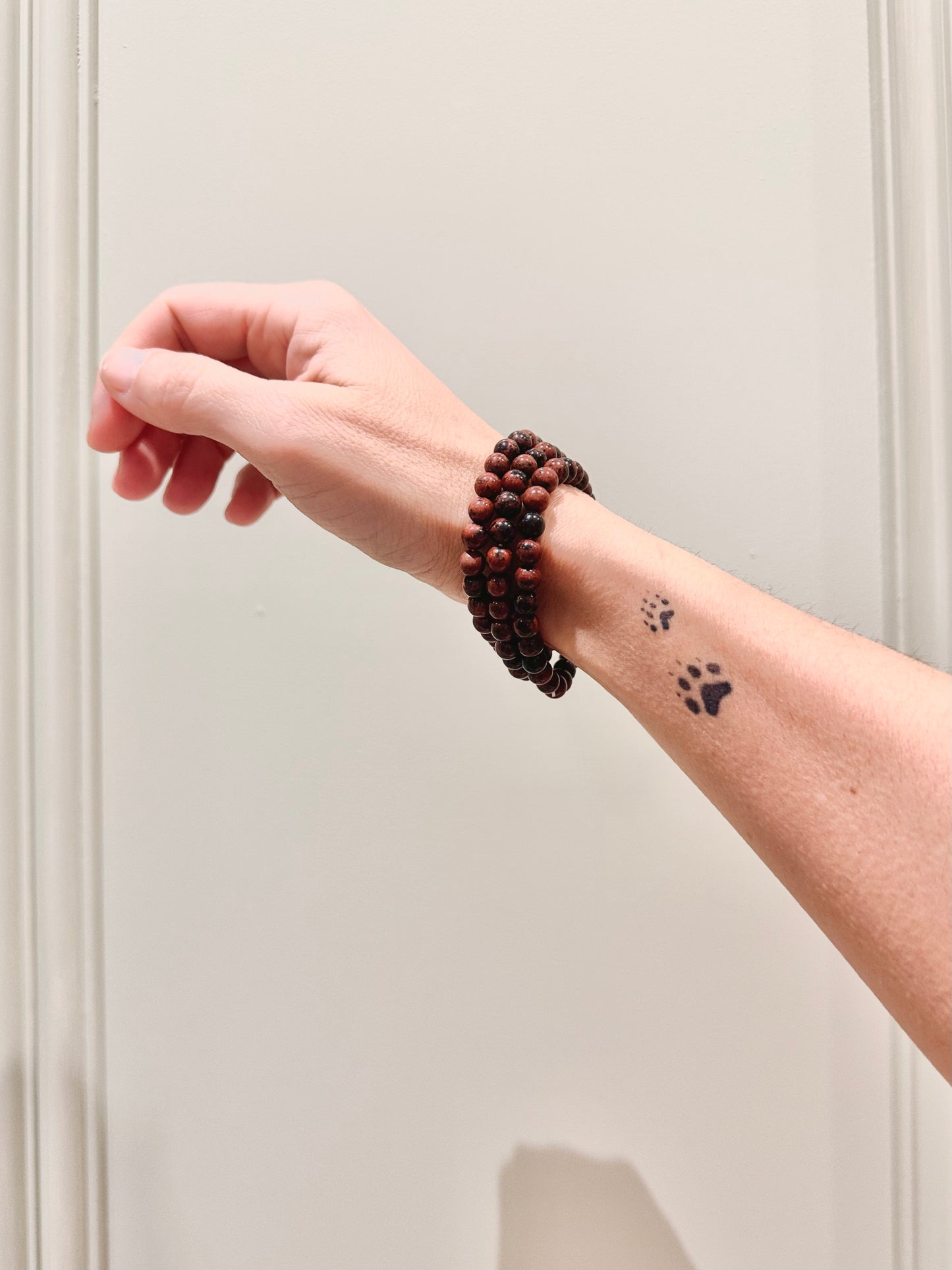 Pulsera de bolas de Obsidiana Caoba
