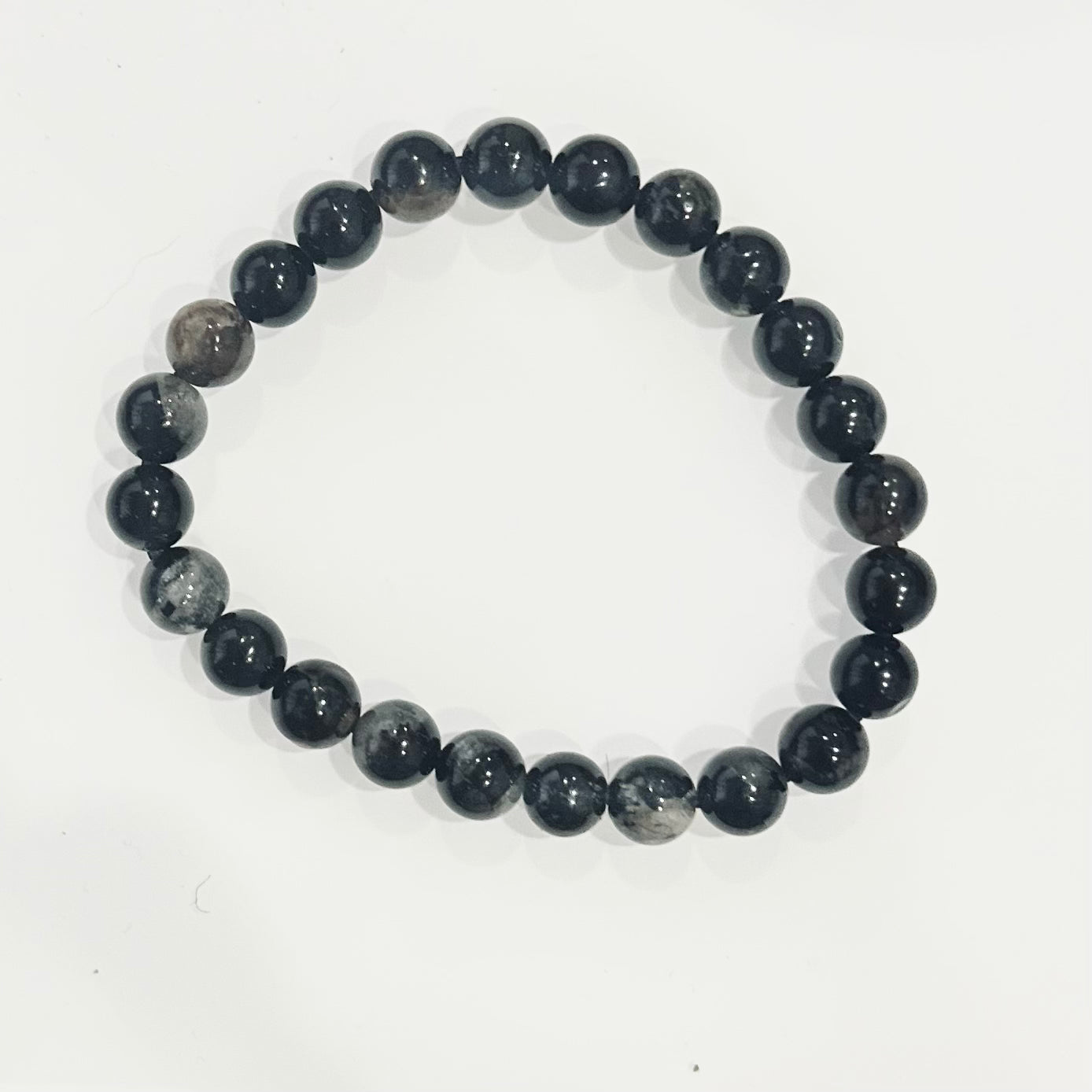 Pulsera de bolas de Turmalina negra con cuarzo