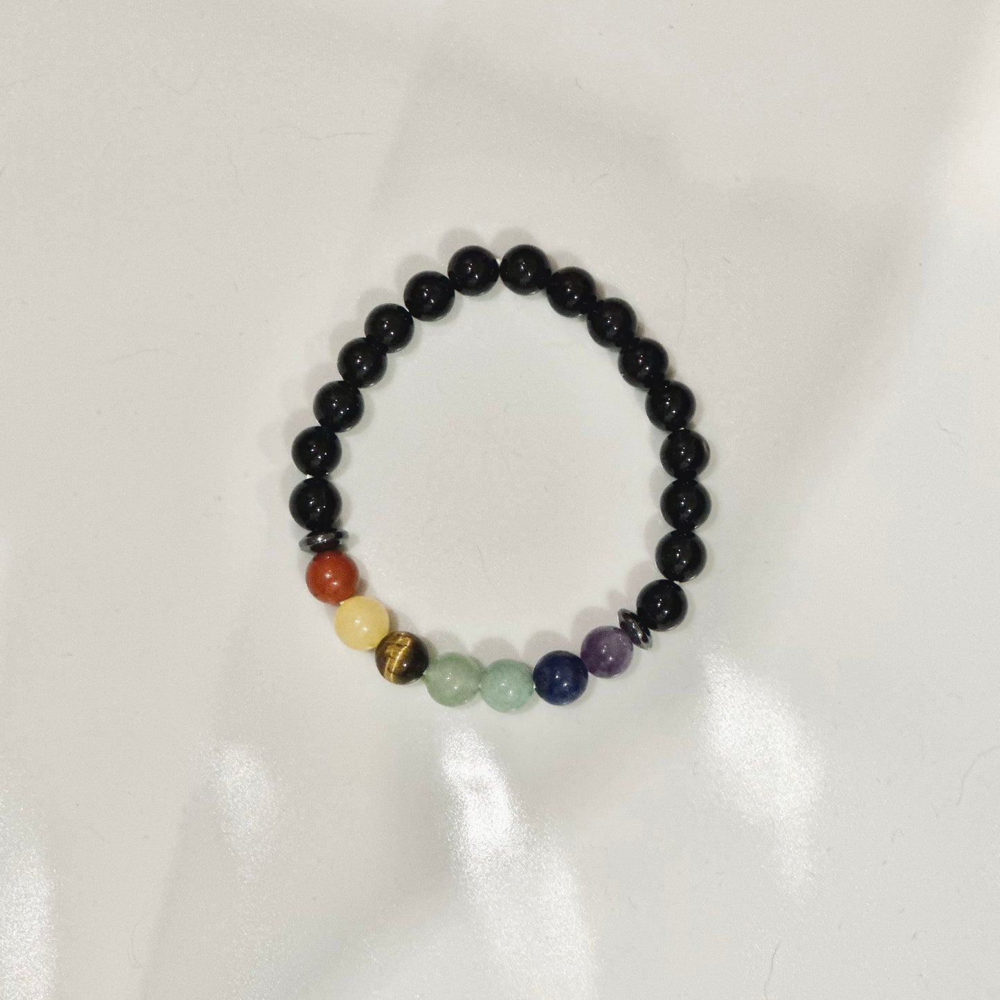 Pulsera de bolas de los 7 chakras con Ónix