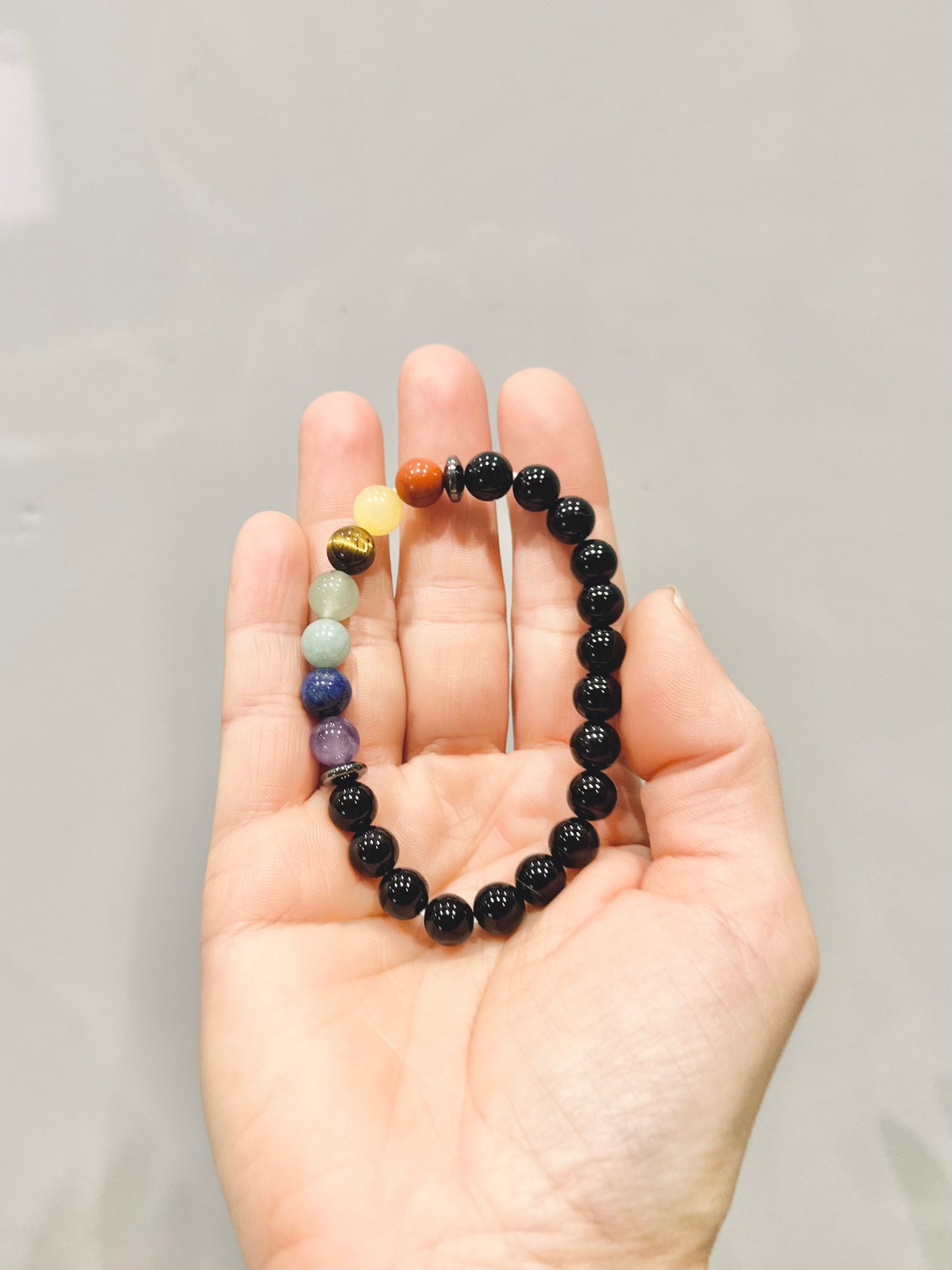 Pulsera de bolas de los 7 chakras con Ónix