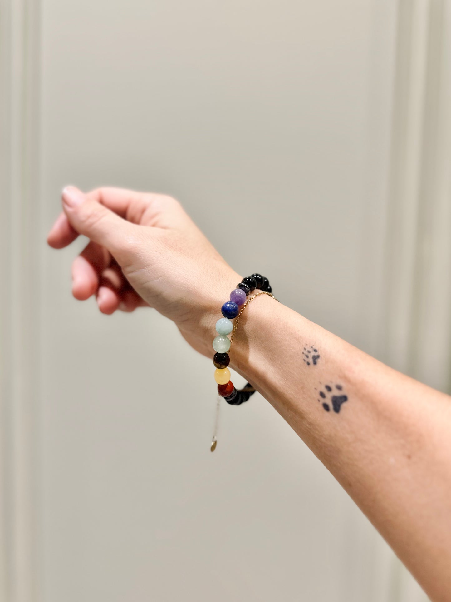 Pulsera de bolas de los 7 chakras con Ónix