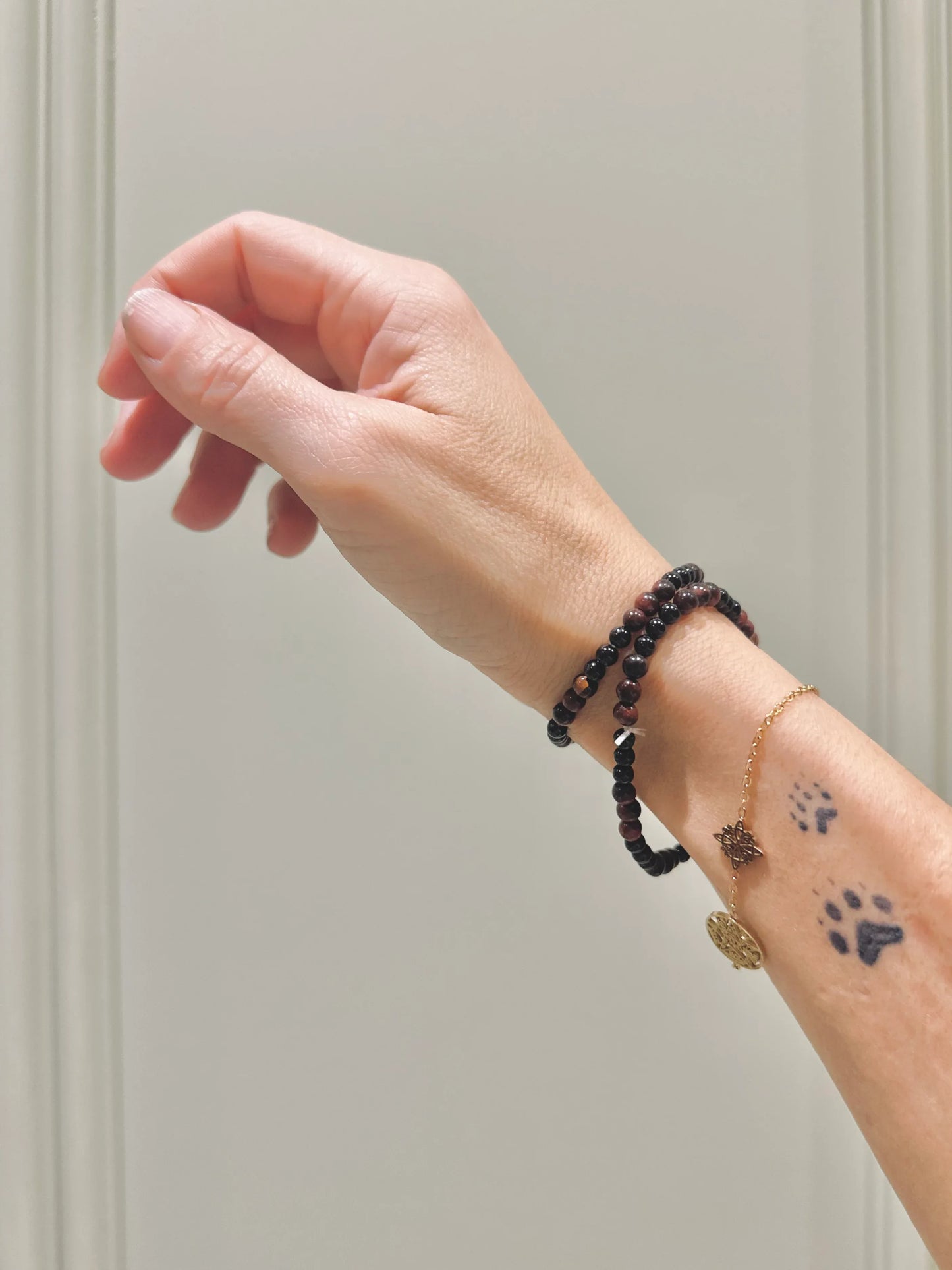 Pulsera de bolas de Turmalina negra y Ojo de Toro - La Quinta Vidal