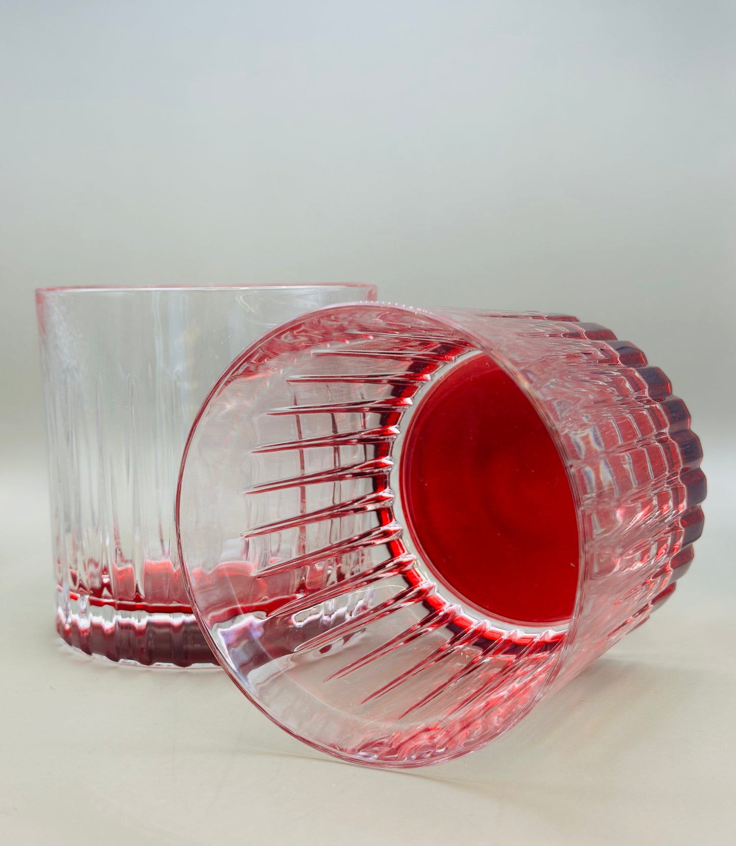 Vasos cristal whisky de base roja