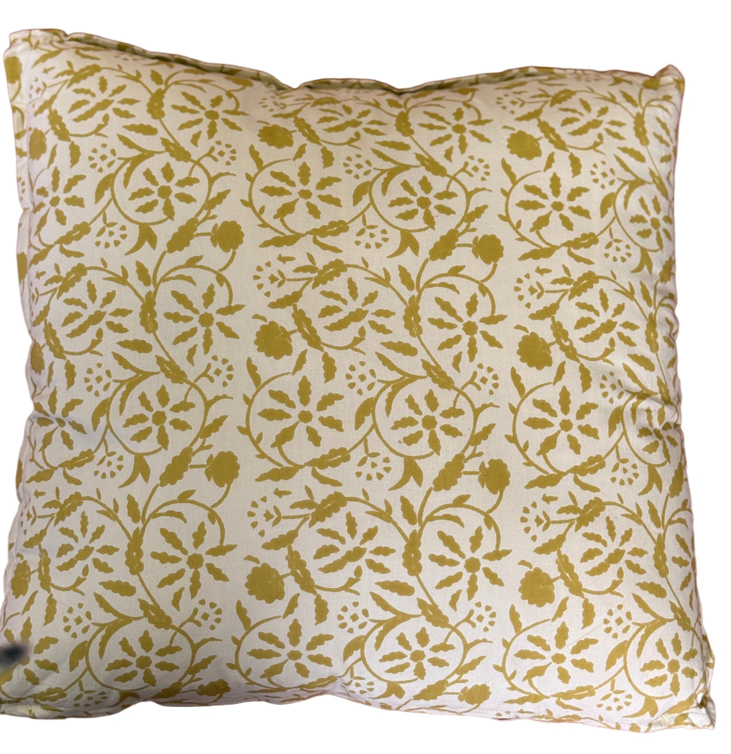 Cojín cuadrado estampado beige-mostaza