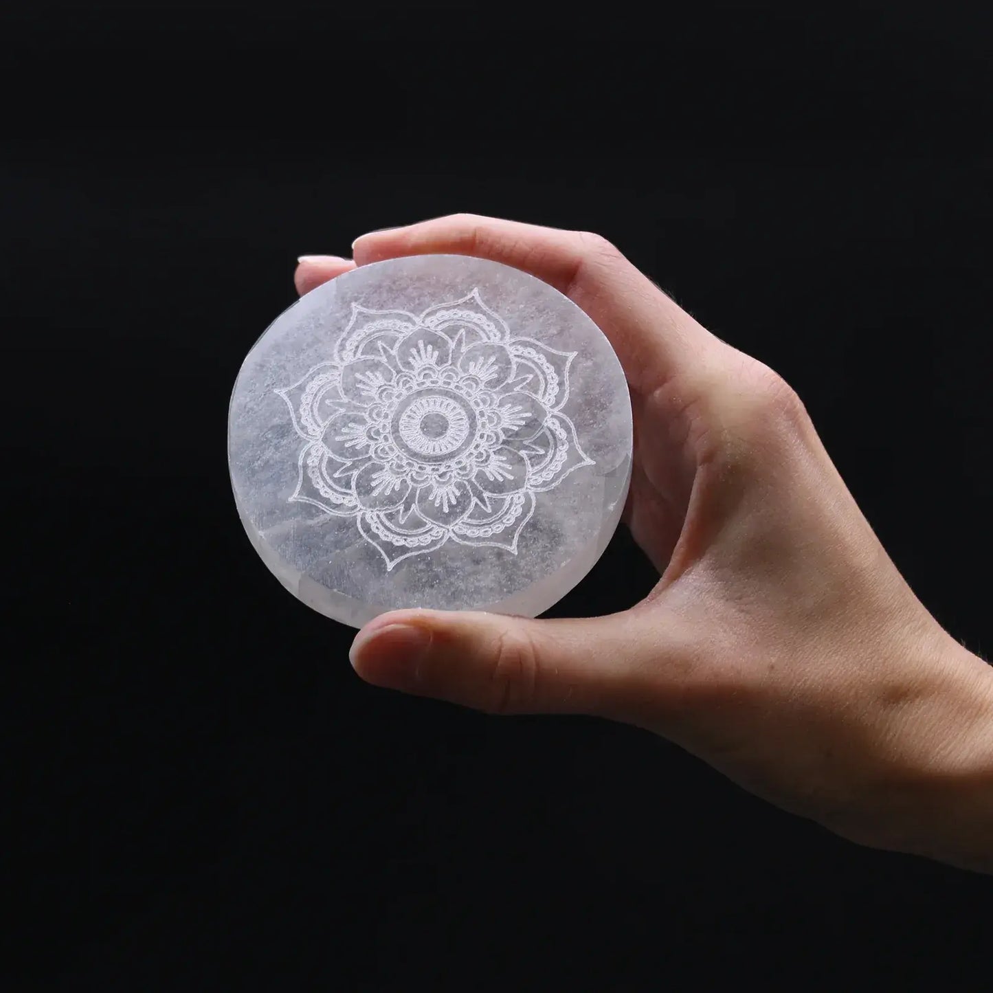 Placa de selenita pequeña con mandala - La Quinta Vidal