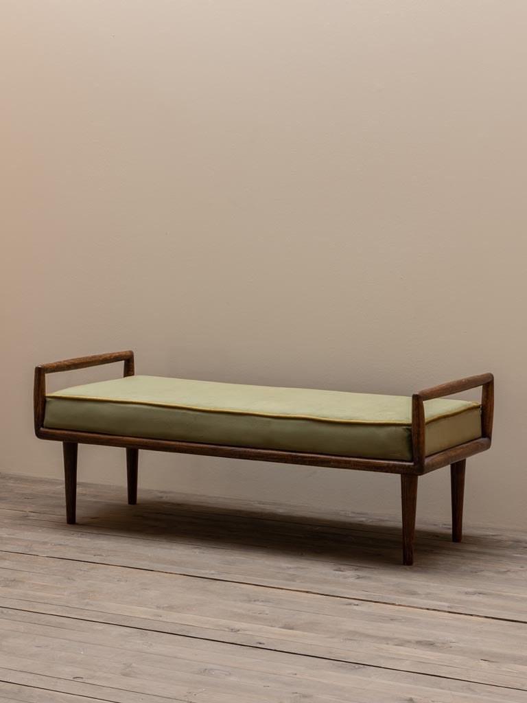 Banco divan de madera y terciopelo verde
