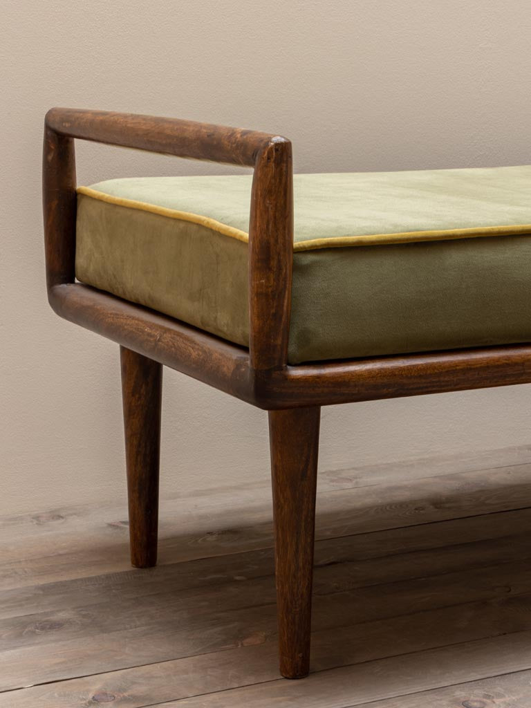 Banco divan de madera y terciopelo verde