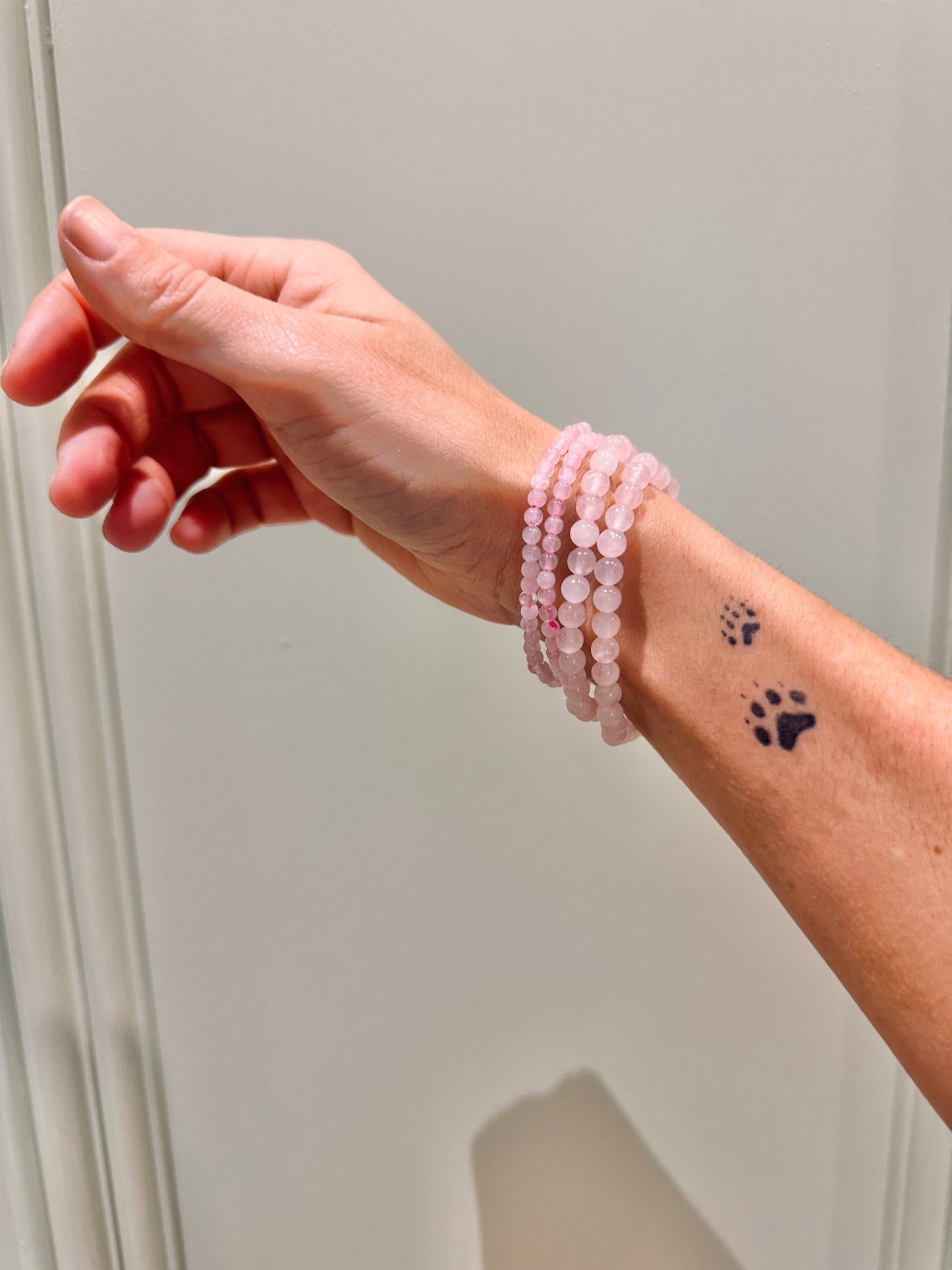 Pulsera de bolas de cuarzo rosa