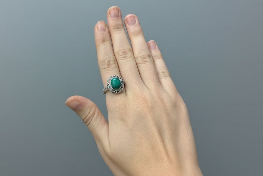 Anillo adaptable de malaquita