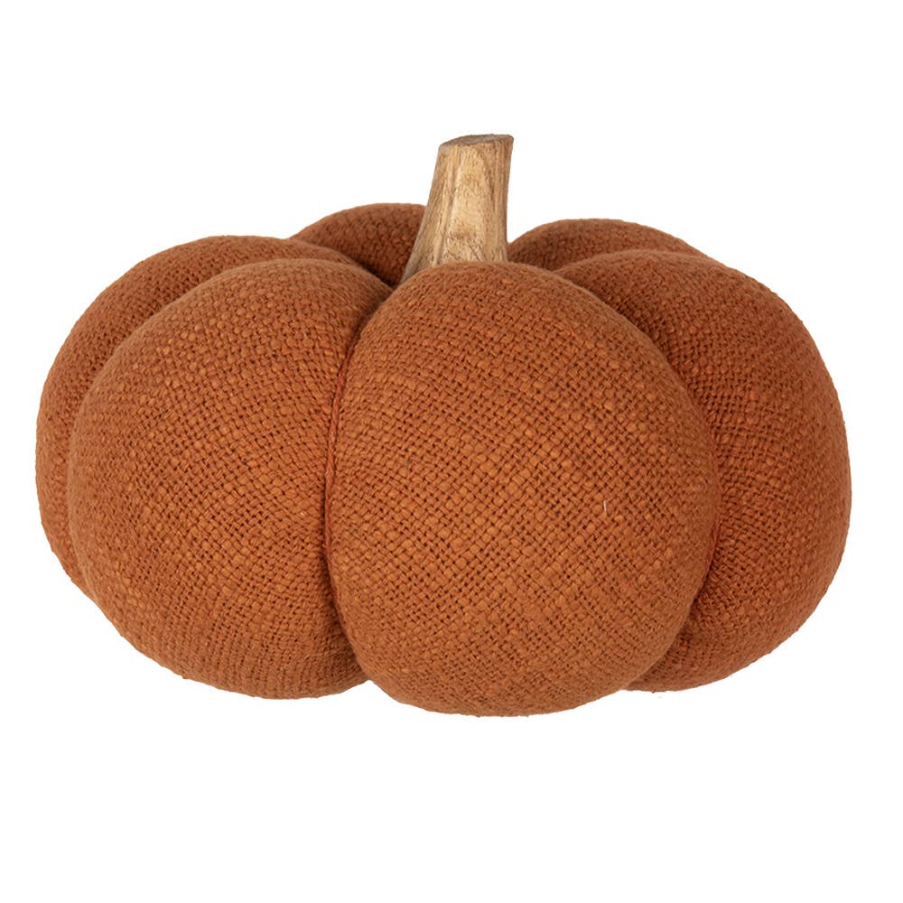 Calabaza decorativa de 17 cm, y de tela naranja