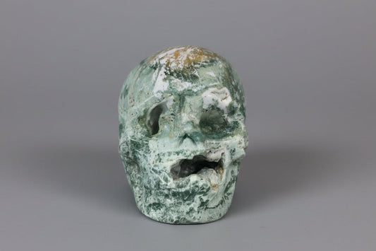Calavera de ágata musgosa