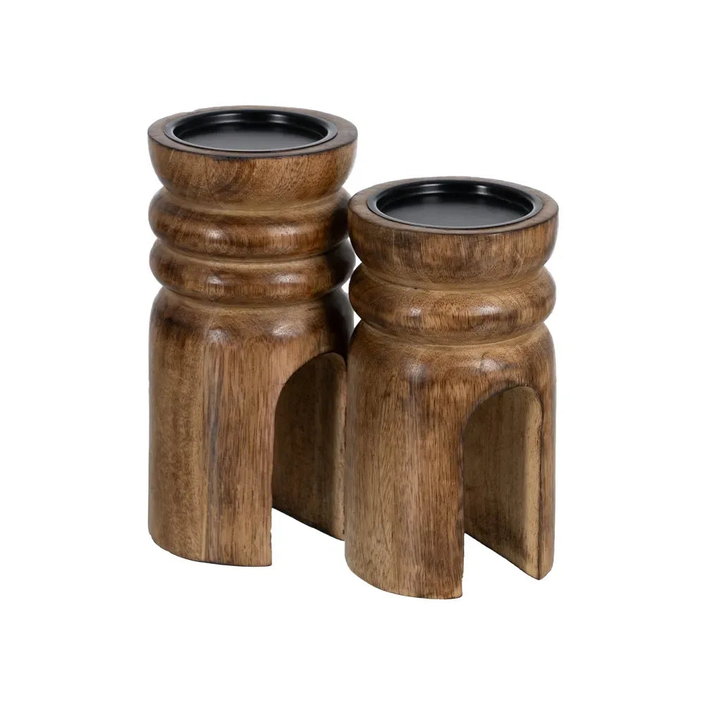 Candelabro de madera de mango - La Quinta Vidal