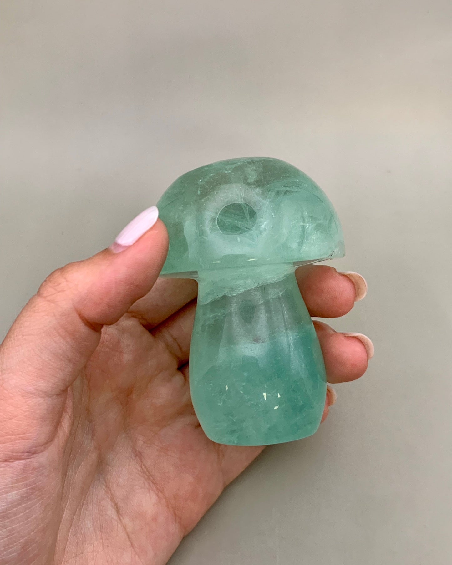 Champiñón de fluorita verde