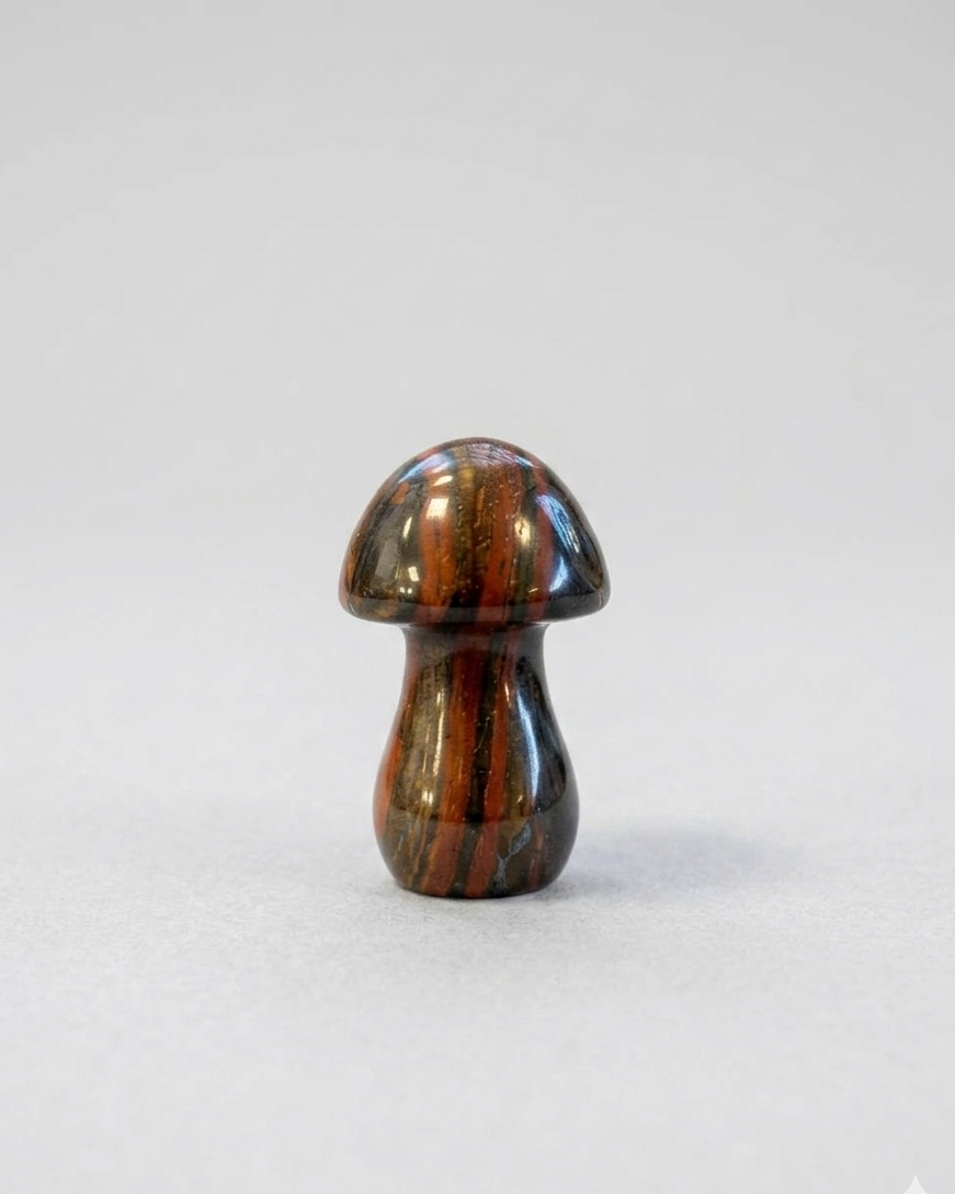 Champiñón de jaspe rojo con bandas de hematite 