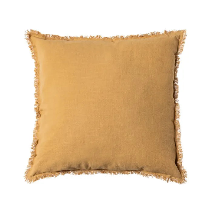 Cojin de algodón y lino color mostaza