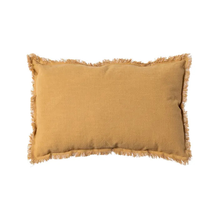 Cojín de algodón y lino mostaza