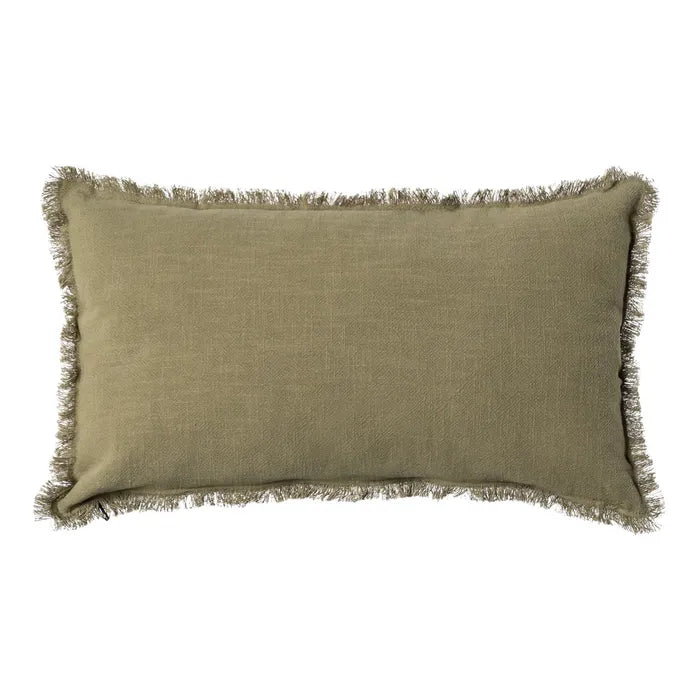 Cojín de algodón y lino en tono verde