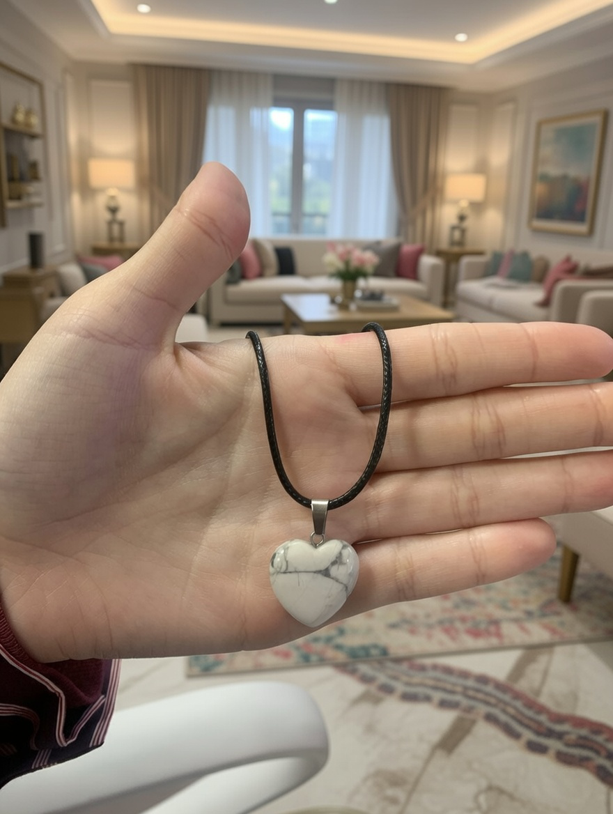 Colgante de corazón de howlita