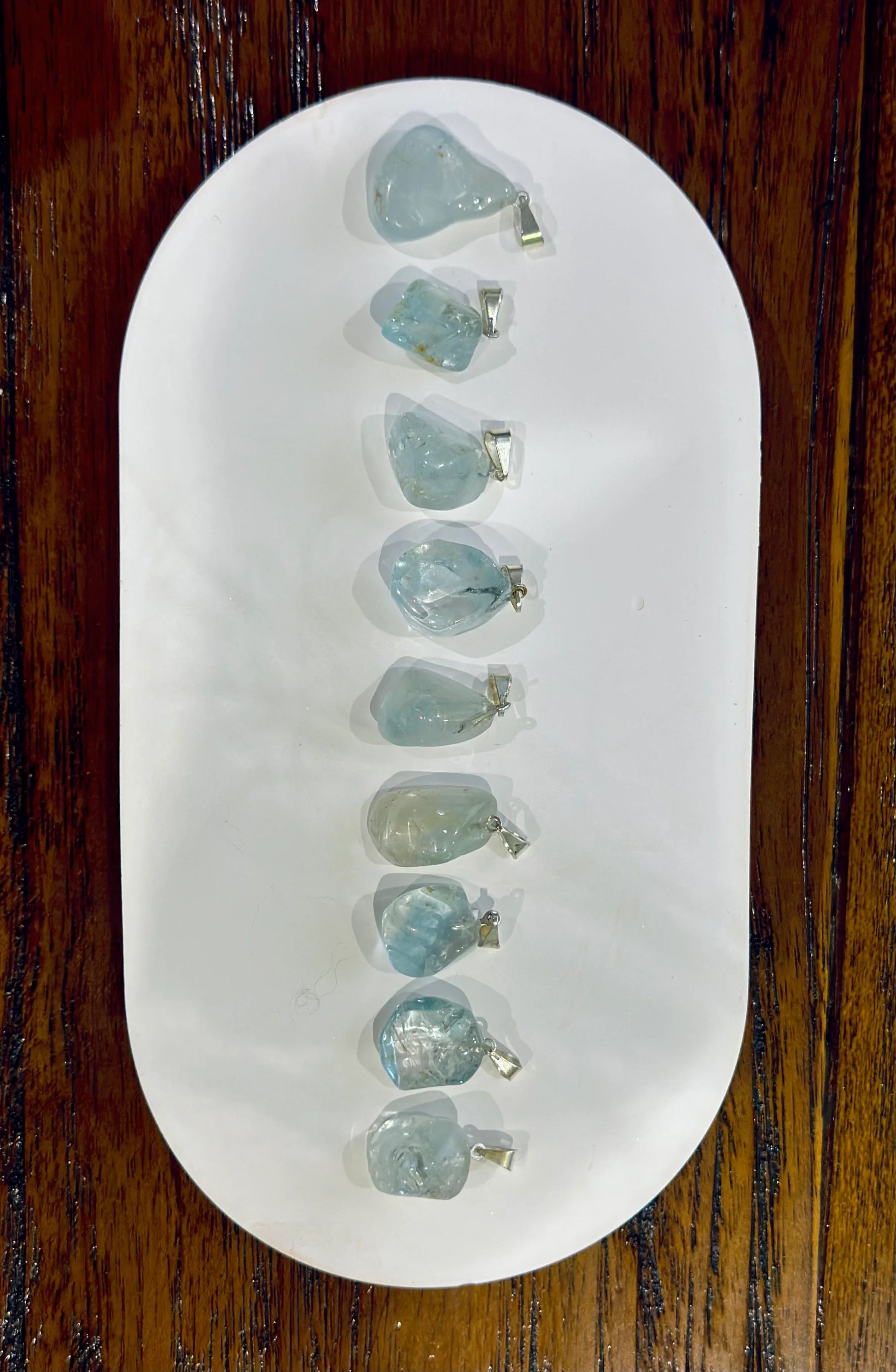 Colgante de Topacio Azul rodado con cadena 