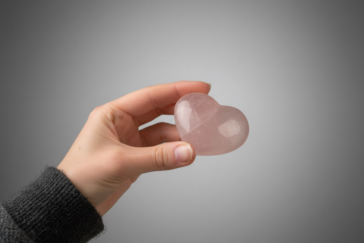 Corazón de cuarzo rosa