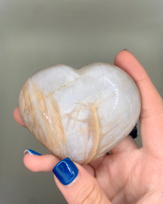 Corazón de piedra luna melocotón 