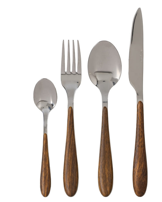 Cubertería de madera y metal