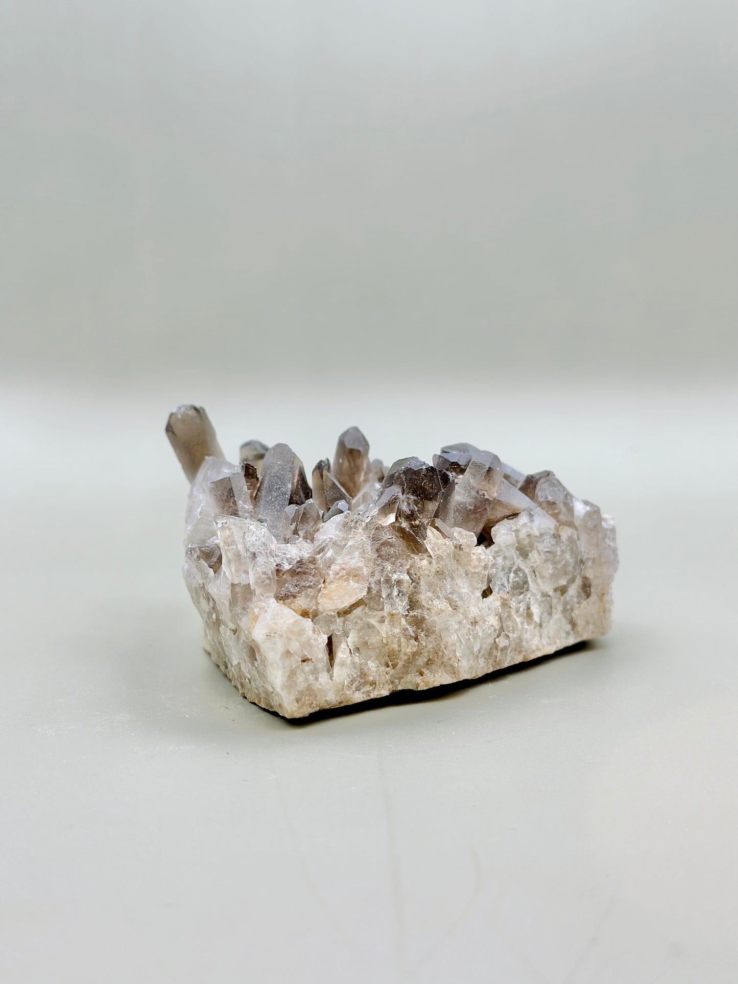 Drusa de mineral de cuarzo ahumado