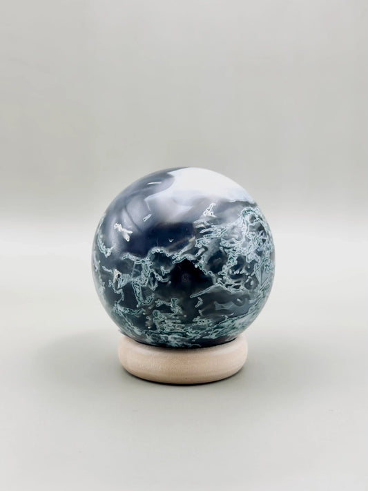 Esfera de mineral ágata musgosa