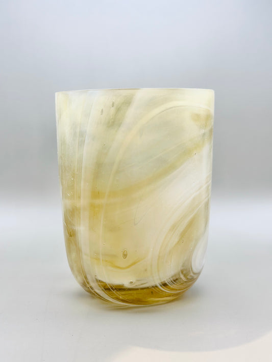 Vasos vidrio amarillos marmolados