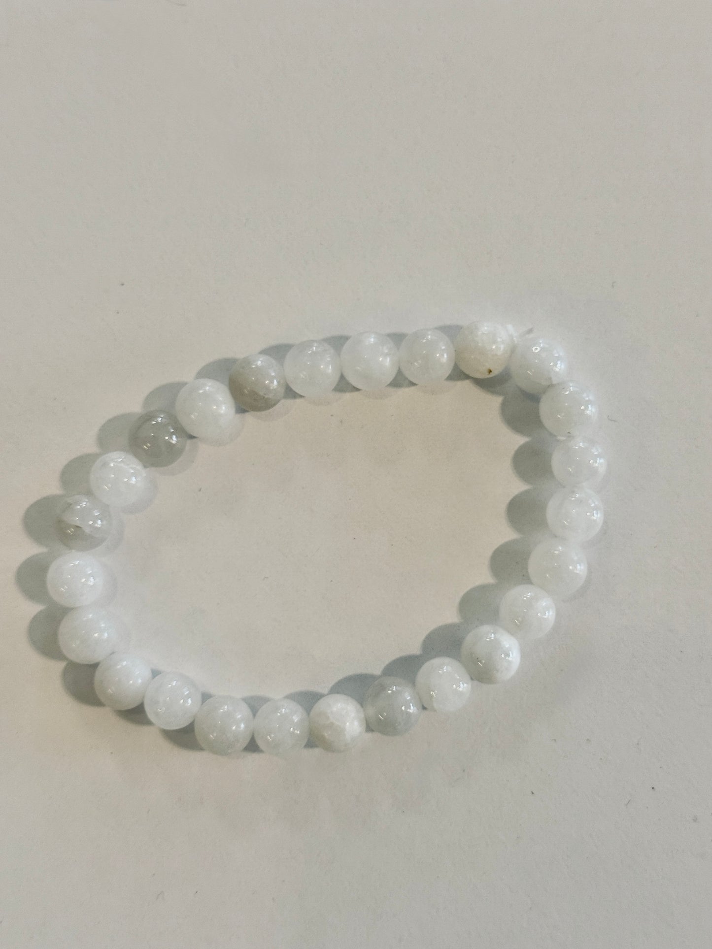 Pulsera de bolas de Jade Blanco