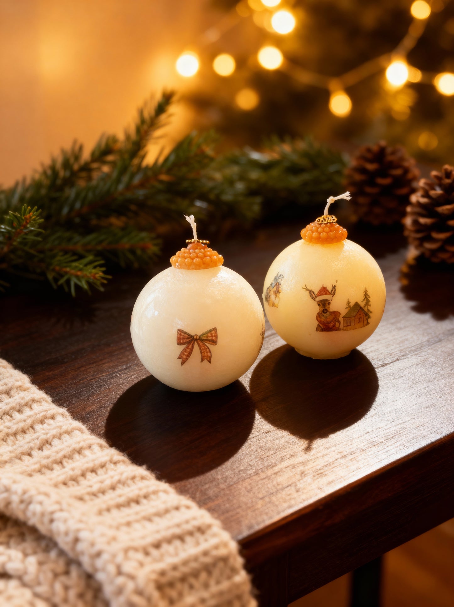 Velas decorativa bola de Navidad de porcelana