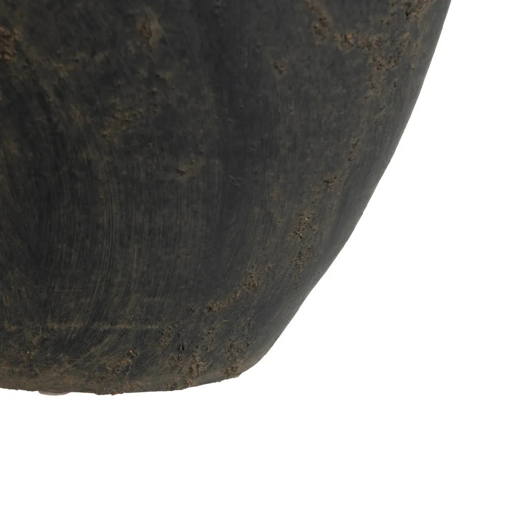 Jarrón de barro con asa gris envejecido