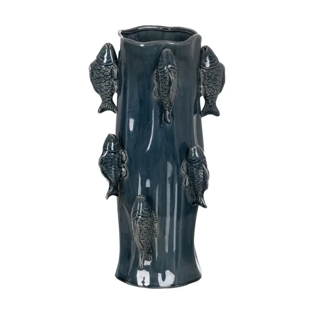 Jarrón azul Fish en ceramica - La Quinta Vidal