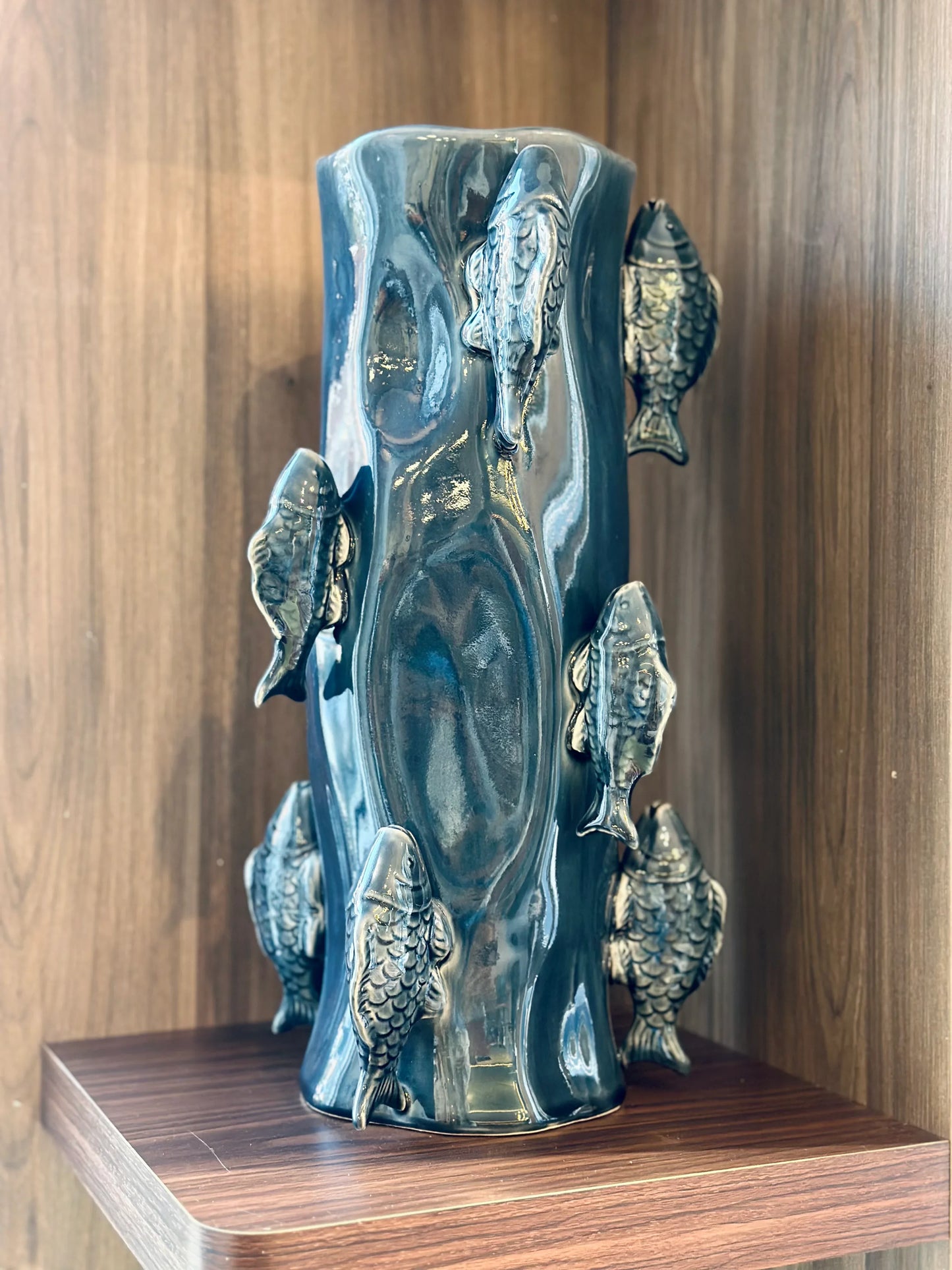 Jarrón azul Fish en ceramica - La Quinta Vidal