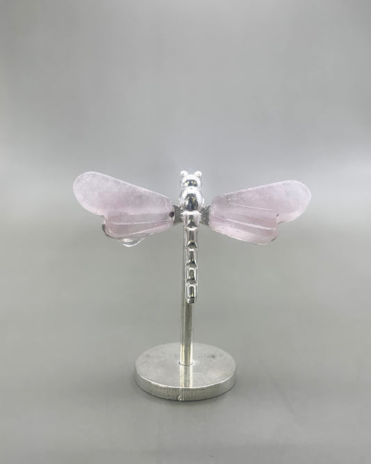 Libélula de cuarzo rosa 