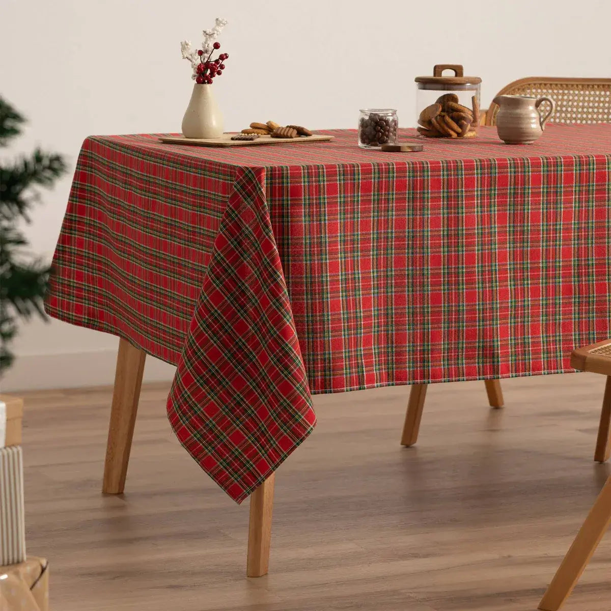 Mantel navidad algodón jacqcuard a cuadros CHECK - La Quinta Vidal