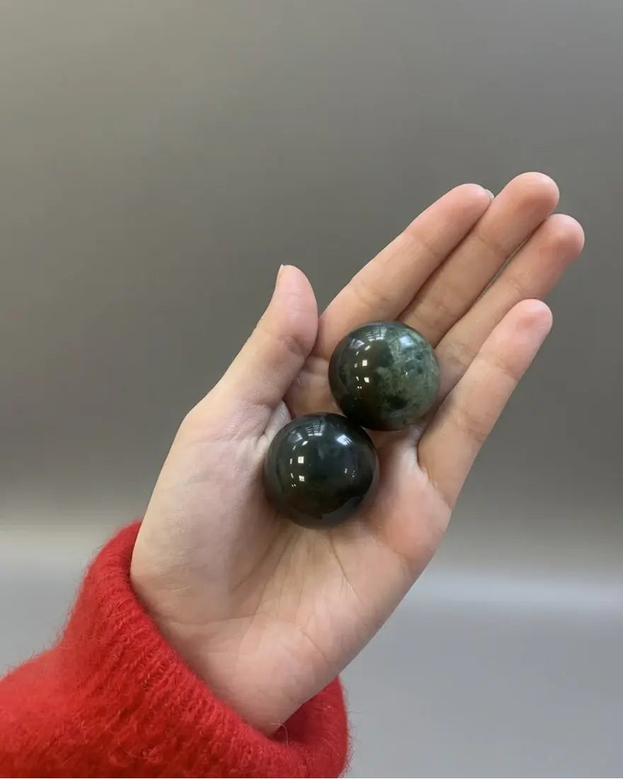 Pack de 2 bolas antiestrés de ágata musgo