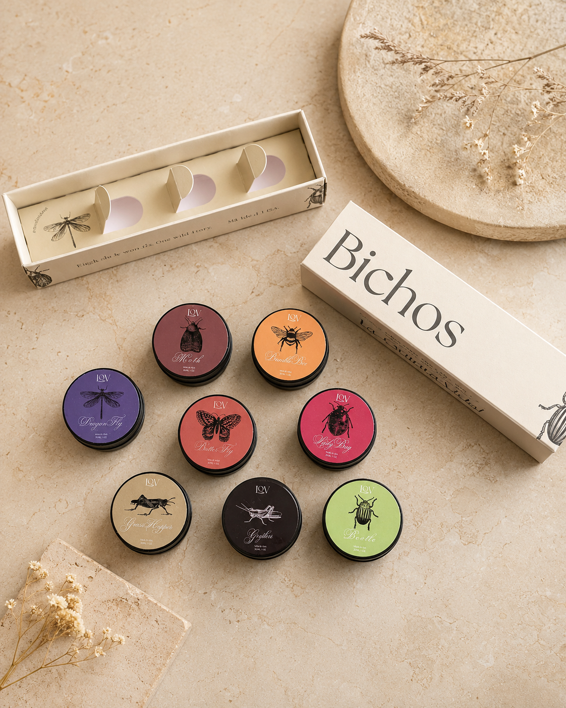 Pack de velas de soja en lata: Bichos 