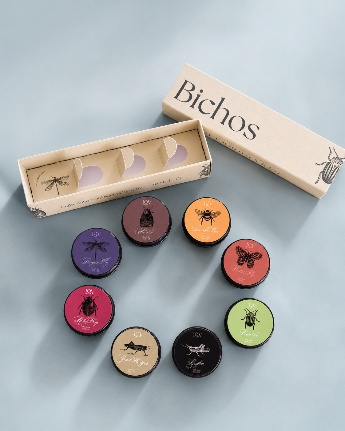 Pack de velas de soja en lata: Bichos 