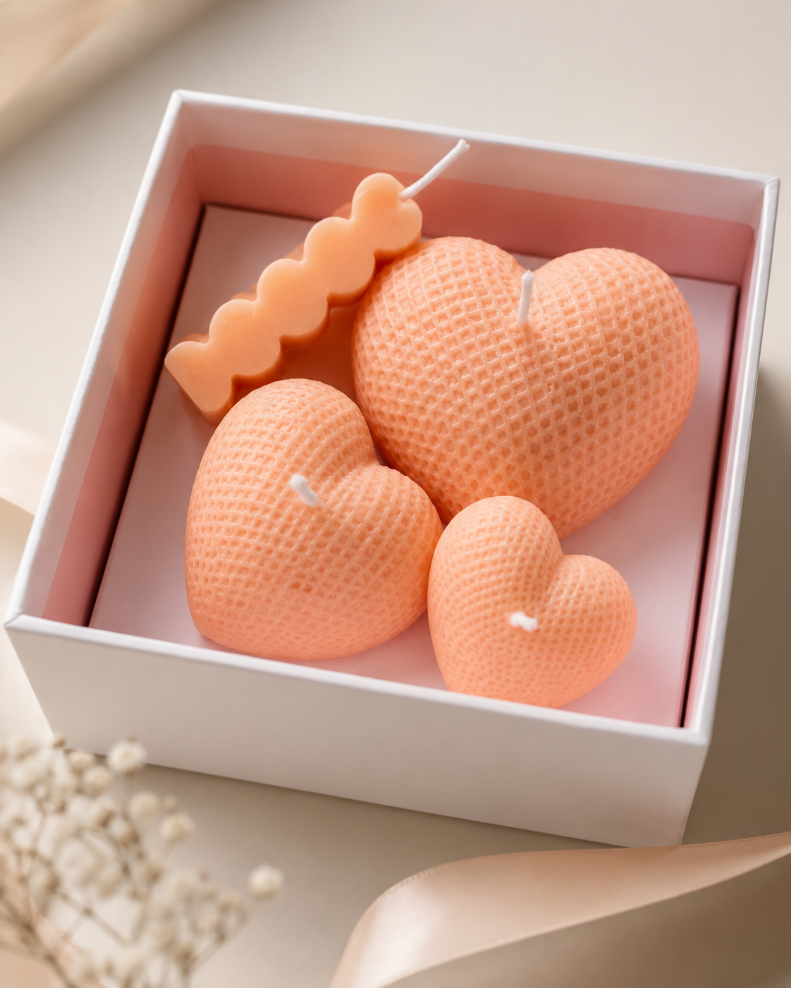 Pack velas decorativas en forma de corazón
