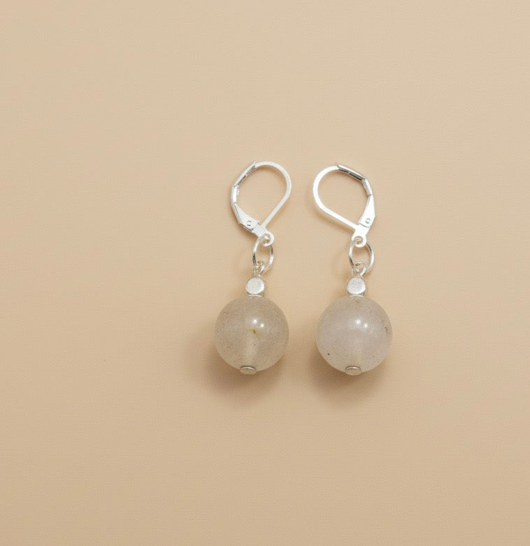 Pendiente de plata con esfera de cuarzo rutilado